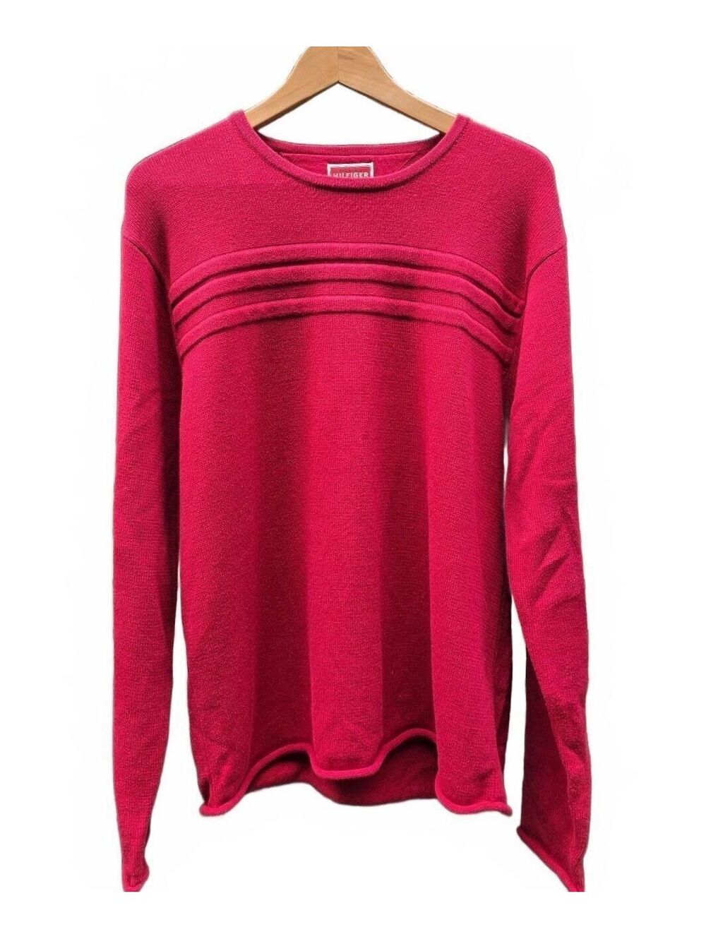 Vintage Tommy Hilfiger Red Label Denim Knit Crewneck Sweater Size M Y2K 90s